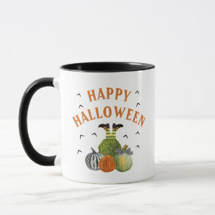 Funny Halloween Witch Legs Pumpkins Mug