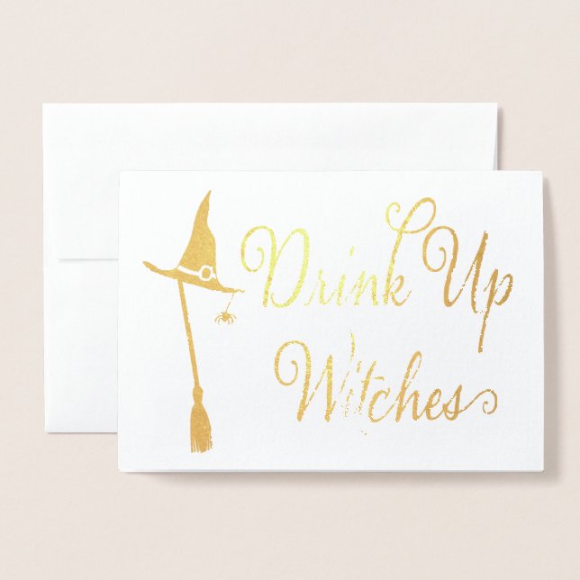 Funny Halloween Witch Real Foil Card (Front With Envelope)