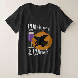 Funny Halloween Witch Way to the Wine Pumpkin Plus Size T-Shirt