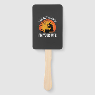 Funny Halloween Witch Wife Cauldron Design Hand Fan