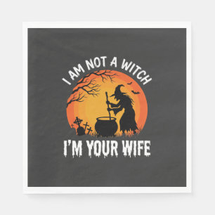 Funny Halloween Witch Wife Cauldron Design Napkin