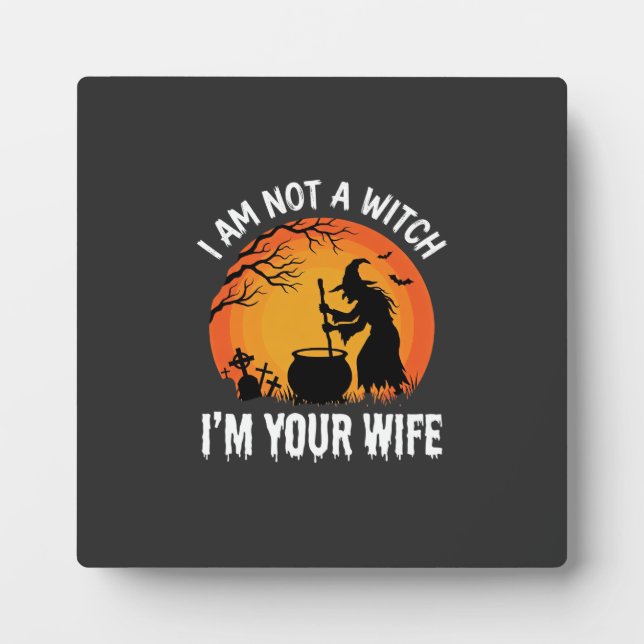 Funny Halloween Witch Wife Cauldron Design Plaque (Front)