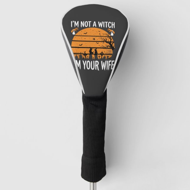 Funny Halloween Witch Wife Graveyard Design Golf Head Cover (Front)