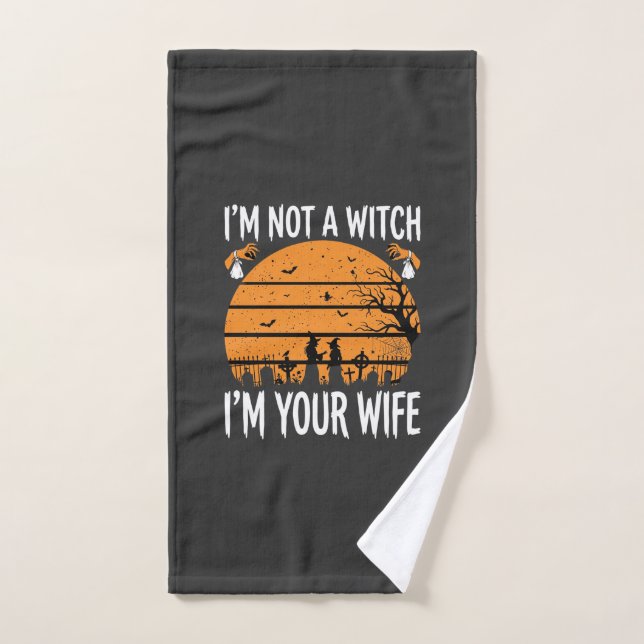 Funny Halloween Witch Wife Graveyard Design Hand Towel (Hand Towel)