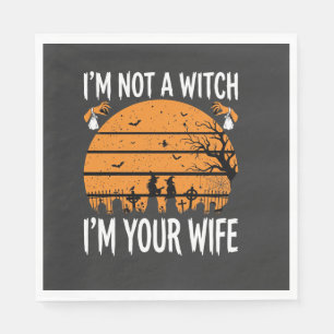 Funny Halloween Witch Wife Graveyard Design Napkin