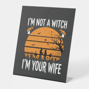 Funny Halloween Witch Wife Graveyard Design Pedestal Sign