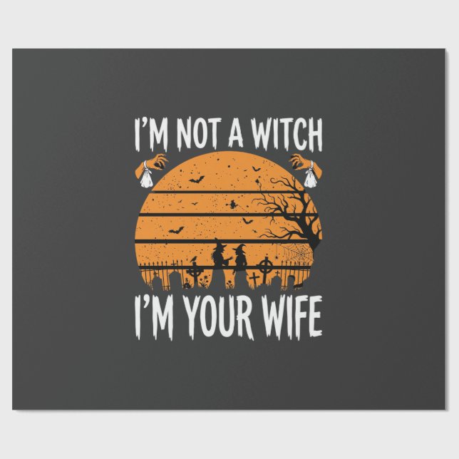 Funny Halloween Witch Wife Graveyard Design Wrapping Paper (Flat)