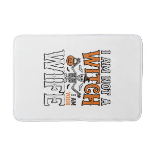 Funny Halloween Witch Wife Skeleton Vintage Shirt Bath Mat