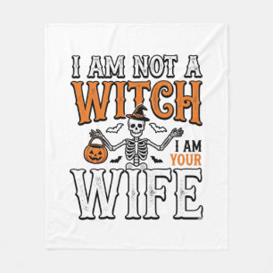 Funny Halloween Witch Wife Skeleton Vintage Shirt  Fleece Blanket