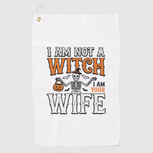 Funny Halloween Witch Wife Skeleton Vintage Shirt  Golf Towel