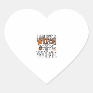 Funny Halloween Witch Wife Skeleton Vintage Shirt Heart Sticker