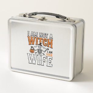 Funny Halloween Witch Wife Skeleton Vintage Shirt  Metal Lunch Box