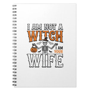 Funny Halloween Witch Wife Skeleton Vintage Shirt  Notebook