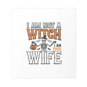 Funny Halloween Witch Wife Skeleton Vintage Shirt  Notepad