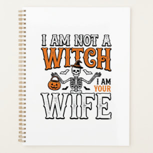 Funny Halloween Witch Wife Skeleton Vintage Shirt Planner