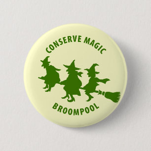 Funny Halloween Witches Green 6 Cm Round Badge