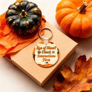 Funny Halloween Witchy Pharmacist Gift Orange Key Ring