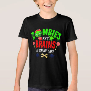 Funny Halloween Zombies Eat Brains You Are Safe Tri-Blend Shirt