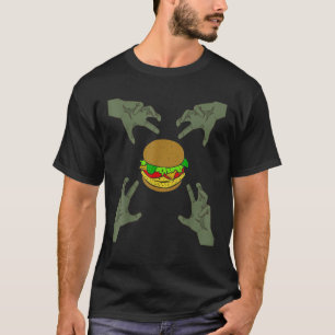 Funny Halloween Zombies Junk Food Burger T-Shirt