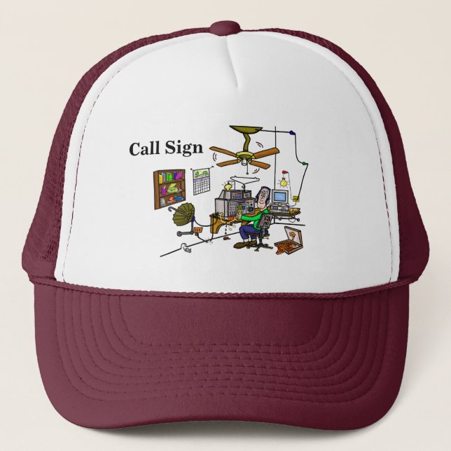 Funny Ham Cave Ham Radio Cap.   Customise It! Trucker Hat (Front)