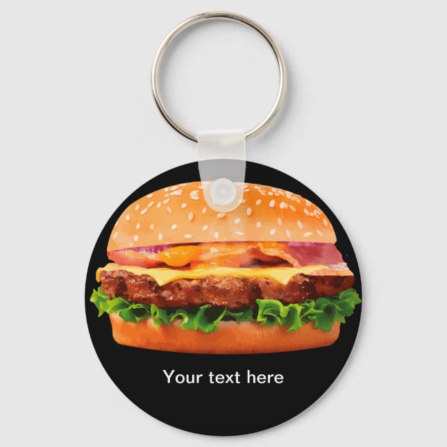 Funny Hamberger Message Template keychains (Front)