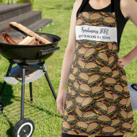 Funny Hamburger BBQ Pattern Custom Chef Name Text