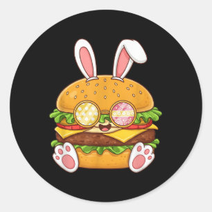 Funny Hamburger Bunny Easter Egg Easter Day Womens Classic Round Sticker