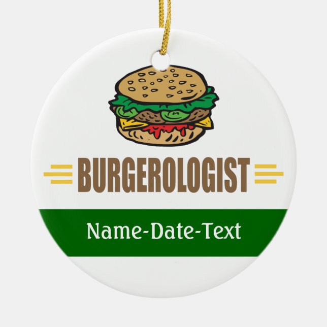 Funny Hamburger Ceramic Tree Decoration (Front)