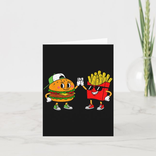 Funny Hamburger French Fries Combo Snacks Fast Foo Card (Front)