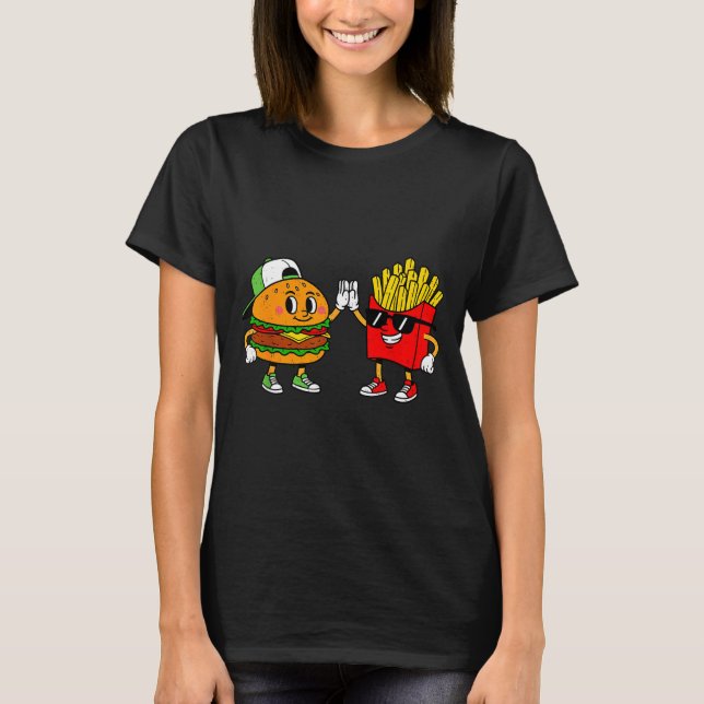 Funny Hamburger French Fries Combo Snacks Fast Foo T-Shirt (Front)
