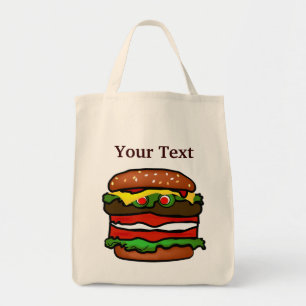 Funny Hamburger Grocery Tote Bag