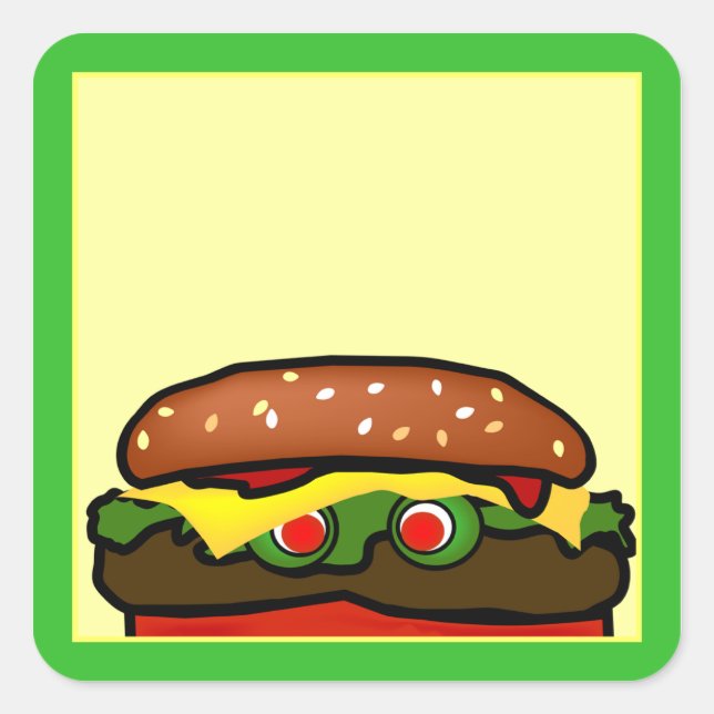 Funny Hamburger Picnic Name Tag Sticker (Front)