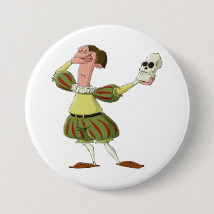 Funny Hamlet Shakespeare Actor Holding Skull 7.5 Cm Round Badge