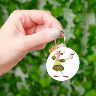 Funny Hamlet Shakespeare Actor Holding Skull Key Ring
