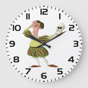 Funny Hamlet Shakespeare Actor Holding Skull Large Clock