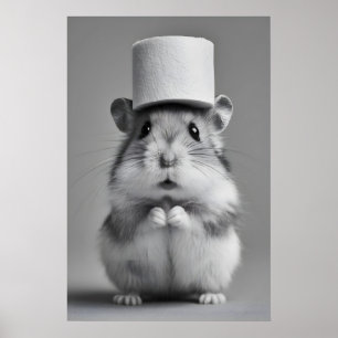 Funny Hamster Bathroom Art, Toilet Paper Hat Poster