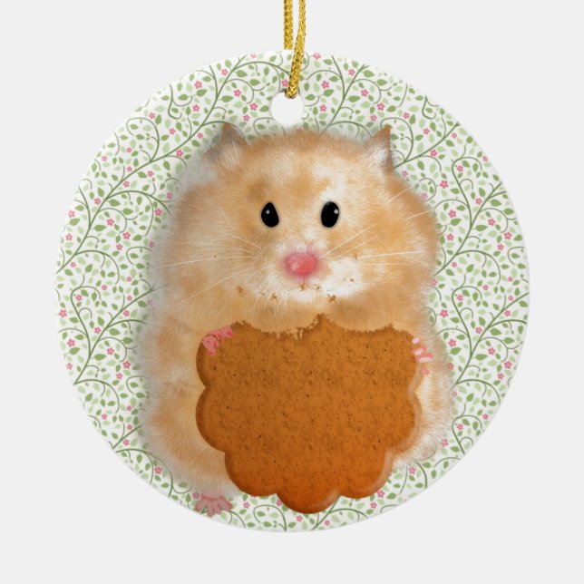 Funny Hamster Character illustration Ceramic Tree Decoration (Front)