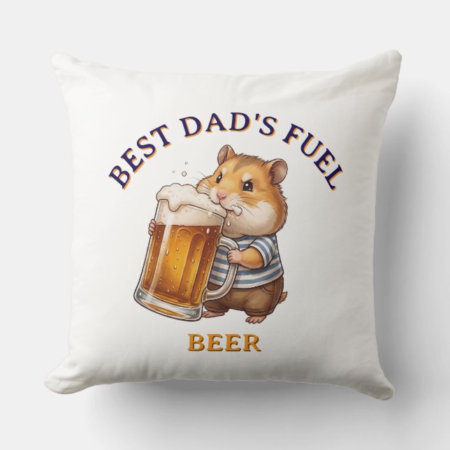 Funny Hamster Drinking Beer - Cushion (Front)