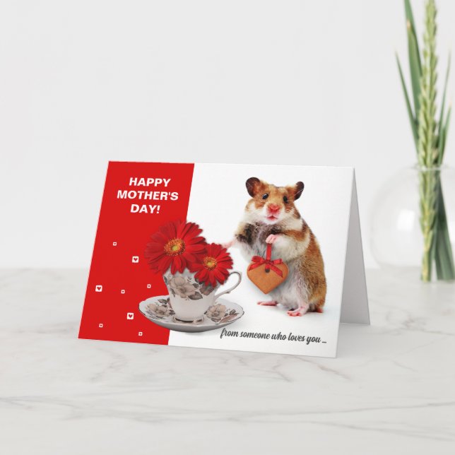 Funny Hamster.  Fun Mother's Day Customisable Card (Front)