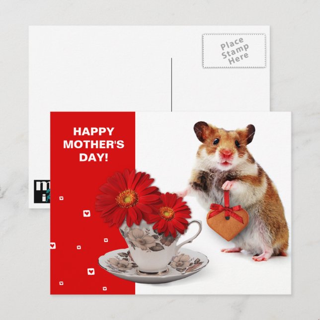 Funny Hamster Mother's Day Customisable Postcards (Front/Back)