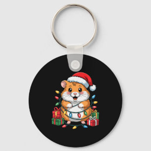 Funny Hamster Santa Hat Animals Lovers Ugly Christ Key Ring