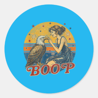 Funny Hand Boop Nose Girl Eagle Funny Patriotic Classic Round Sticker