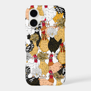 Funny Hand Drawn Cartoon Chickens