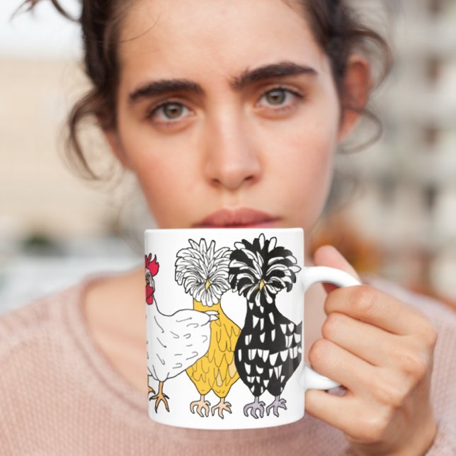  Funny Hand drawn Cartoon Chickens Mug (Creator Uploaded)