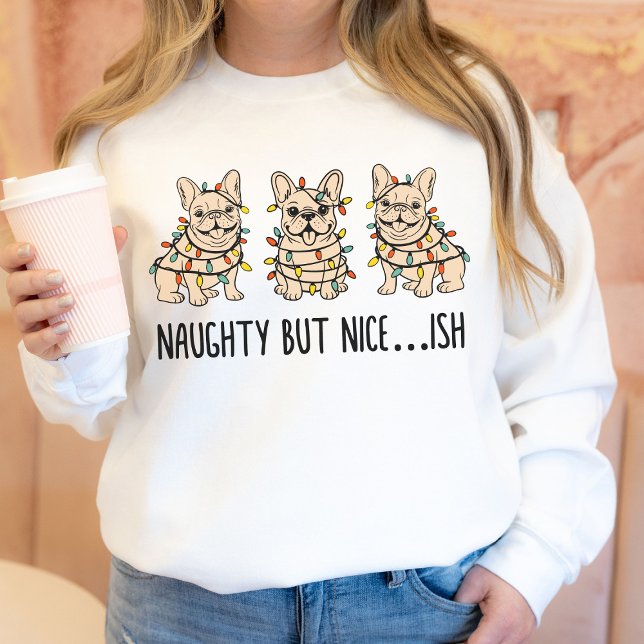 Funny Hand Drawn French Bulldog Christmas Sweatshirt (Funny Hand Drawn French Bulldog Christmas Shirt)