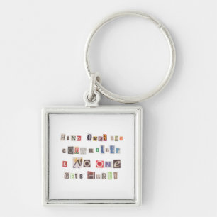 Funny Hand Over the Controller Ransom Note Collage Key Ring