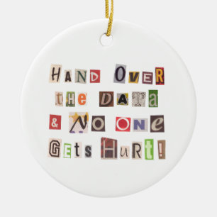 Funny Hand Over the Data Ransom Note Collage Ceramic Tree Decoration
