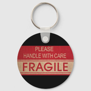 Funny handle with care, fragile sign key ring