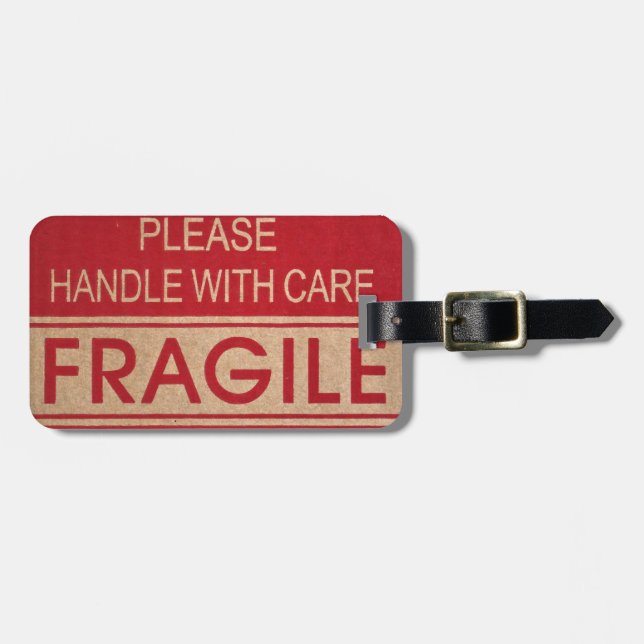 Funny handle with care, fragile sign luggage tag (Front Horizontal)