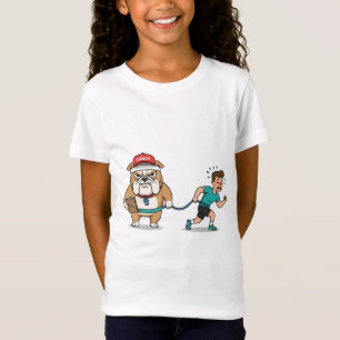 Funny Hands Free Dog Leash Bulldog Coach Cartoon  T-Shirt